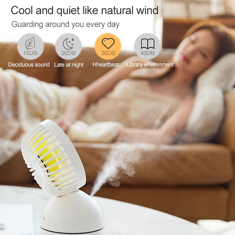 Qiwan Multi-function Portable Mini Spray Moisturizing Humidification USB Desktop Fan with 3 Speed Control (White)