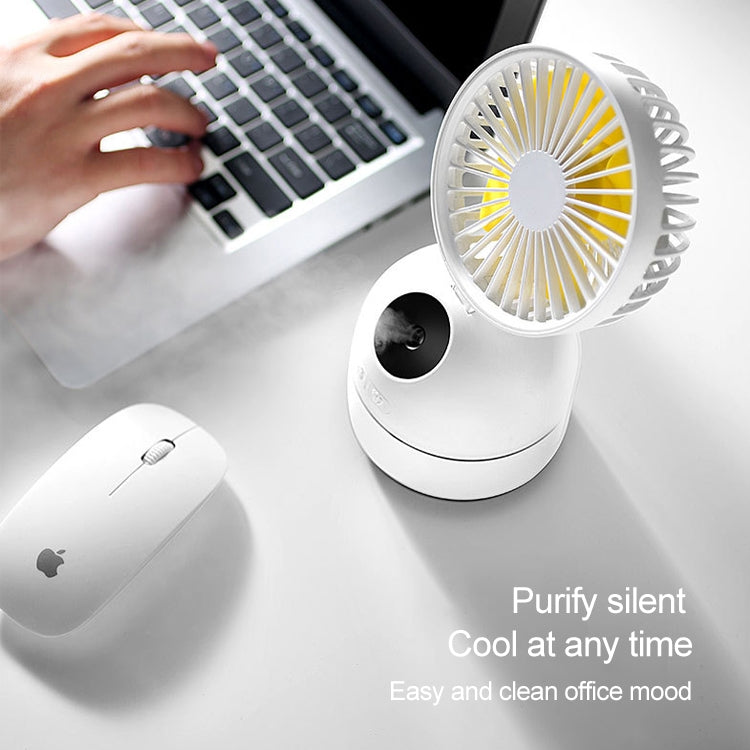 Qiwan Multi-function Portable Mini Spray Moisturizing Humidification USB Desktop Fan with 3 Speed Control (White)