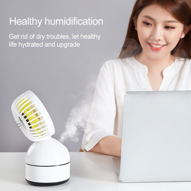 Qiwan Multi-function Portable Mini Spray Moisturizing Humidification USB Desktop Fan with 3 Speed Control (White)