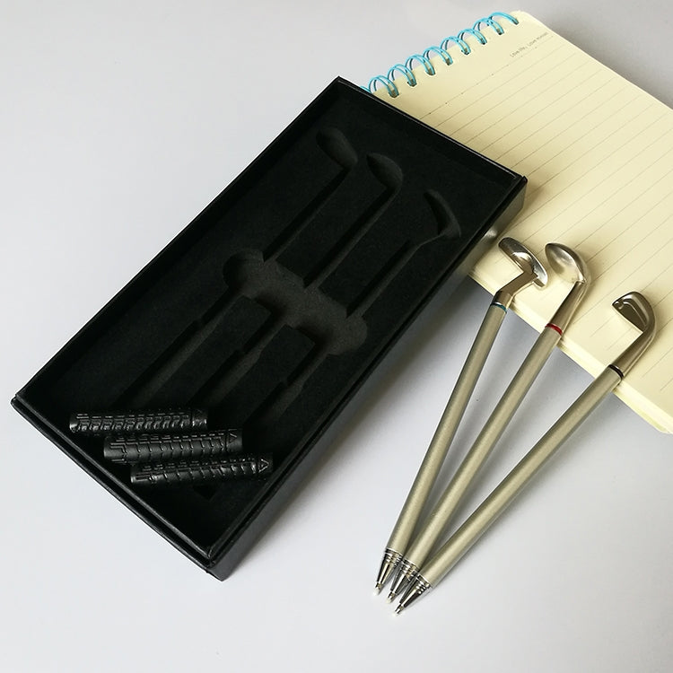 3 Golf Club Shape Ballpoint Pens + Box Set