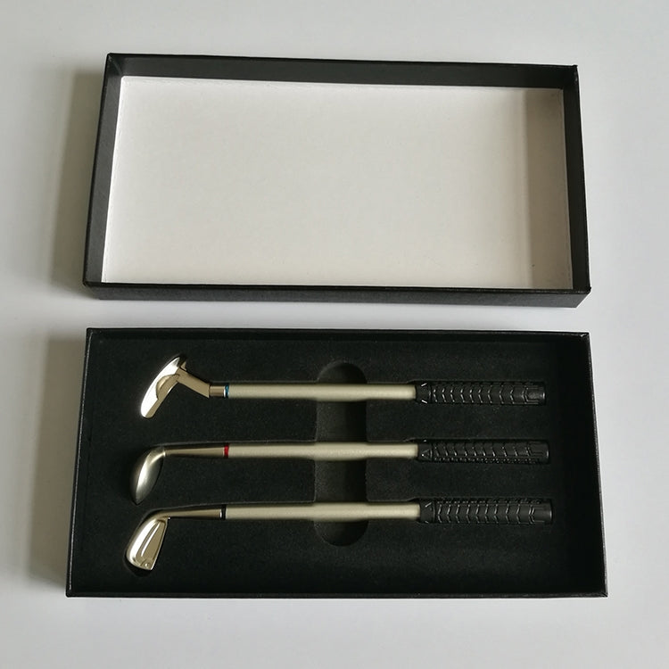 3 Golf Club Shape Ballpoint Pens + Box Set