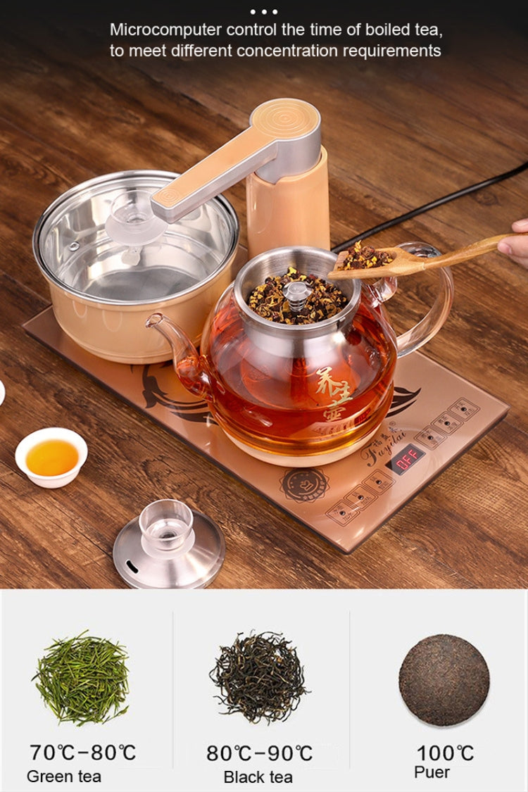 Automatic Add Water Full Intelligent Electric Stainless Steel Kettle Steam Boiled Tea Stove Set(Gold)
