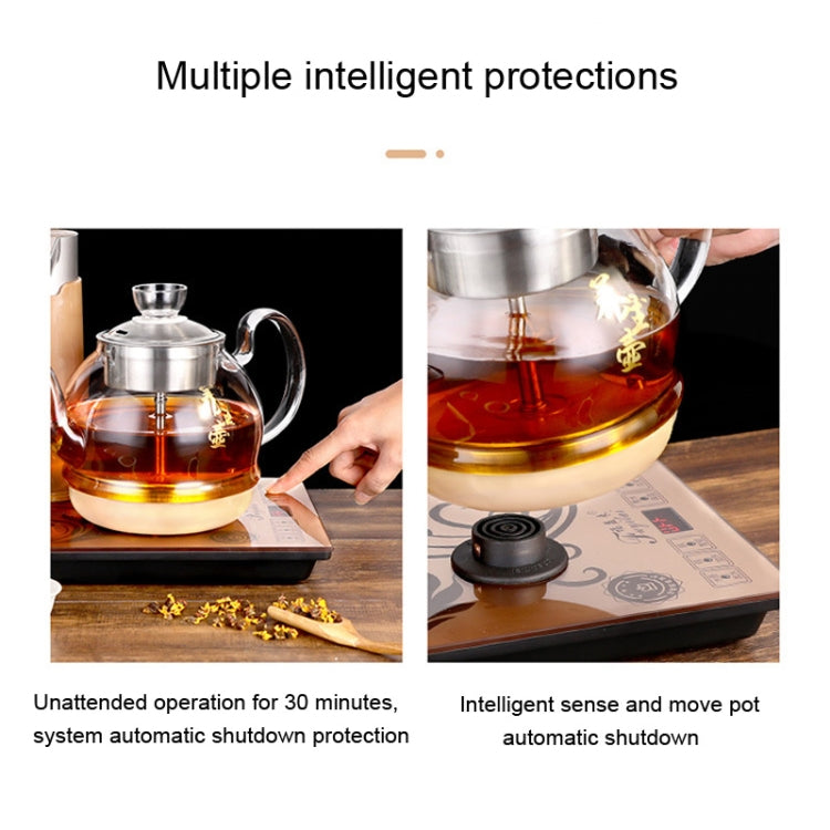 Automatic Add Water Full Intelligent Electric Glass Kettle Steam Boiled Tea Stove Set(Gold)