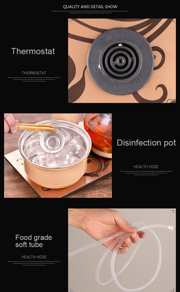 Automatic Add Water Full Intelligent Electric Glass Kettle Steam Boiled Tea Stove Set(Gold)