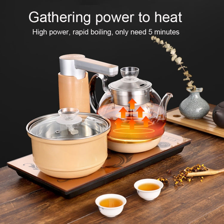 Automatic Add Water Full Intelligent Electric Glass Kettle Steam Boiled Tea Stove Set(Gold)