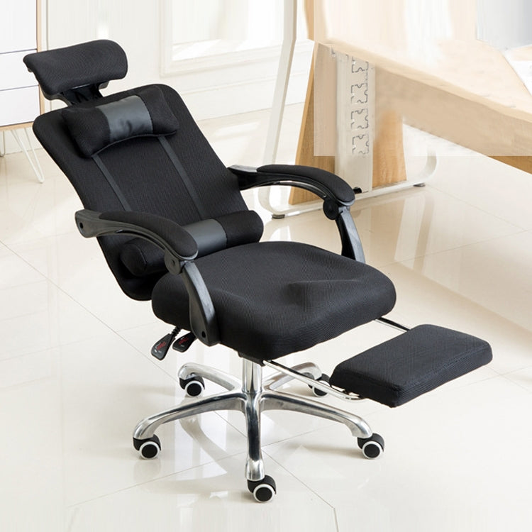 RC-10-1 Computer Chair Office Chair Home Esports Net Cloth Lifted Rotated Footrest Reclining Chair with Aluminum Alloy Feet (Black)