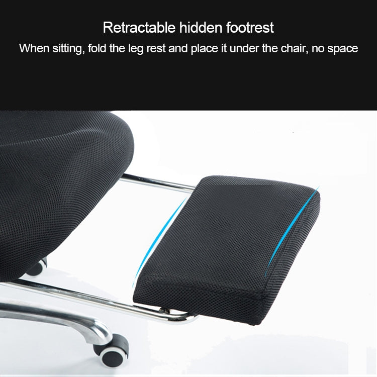 RC-10-1 Computer Chair Office Chair Home Esports Net Cloth Lifted Rotated Footrest Reclining Chair with Aluminum Alloy Feet (Black)