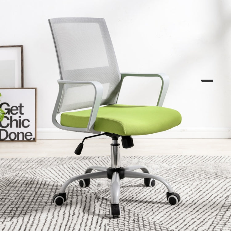 TO-329 Computer Chair Office Chair Home Back Chair Comfortable Simple Desk Chair Gray Frame Sliding Wheelchair (Green)