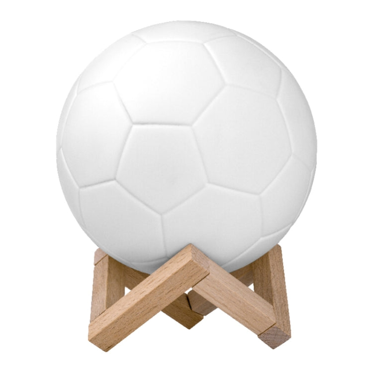 Creative Remote Control USB Charging 3D Football Lamp LED Night Light with Wooden Holder Base, Size: 16x16x16cm(White)
