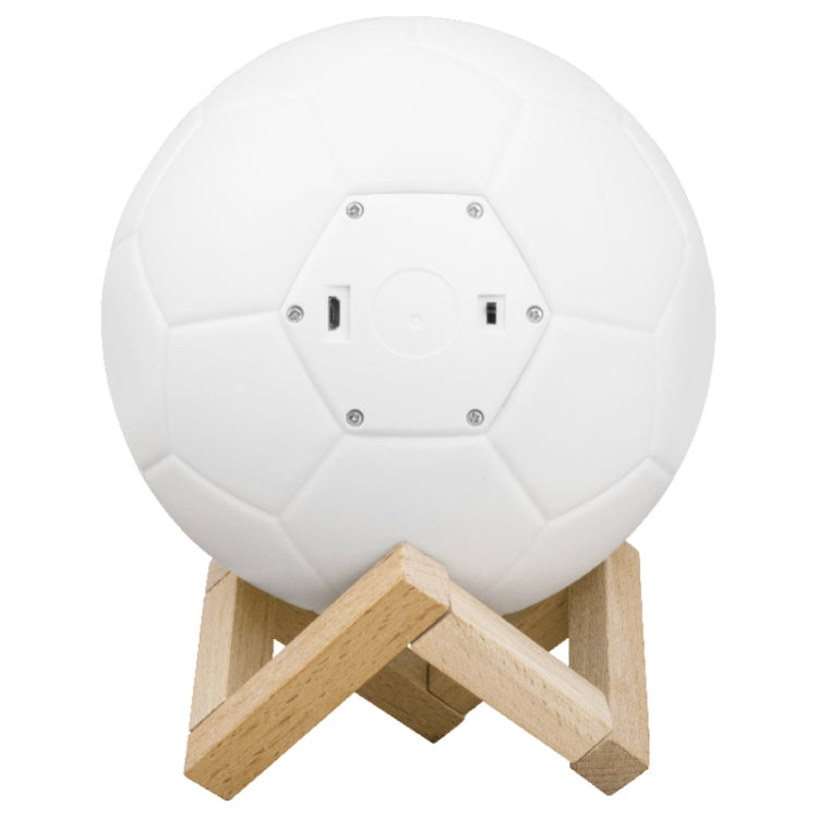 Creative Remote Control USB Charging 3D Football Lamp LED Night Light with Wooden Holder Base, Size: 16x16x16cm(White)