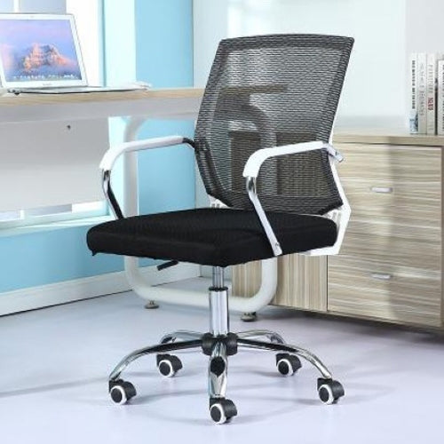 Simple Household Mesh Computer Chair Conference Chair White Frame Lifting Sliding Wheelchair