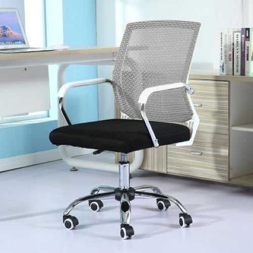 Simple Household Mesh Computer Chair Conference Chair White Frame Lifting Sliding Wheelchair