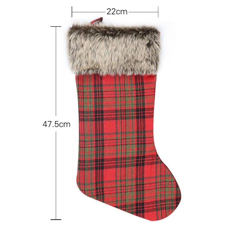 2 PCS CX20201 Christmas Grid Plush Sock Gift Bag Christmas Tree Pendant Decoration