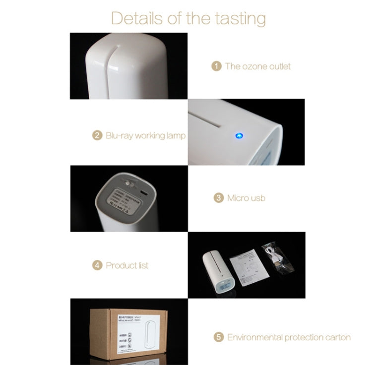 CWQ001 Mini Fresh USB Charging Air Purifier Ozone Sterilization Refrigerator Deodorizer, Standing Charger