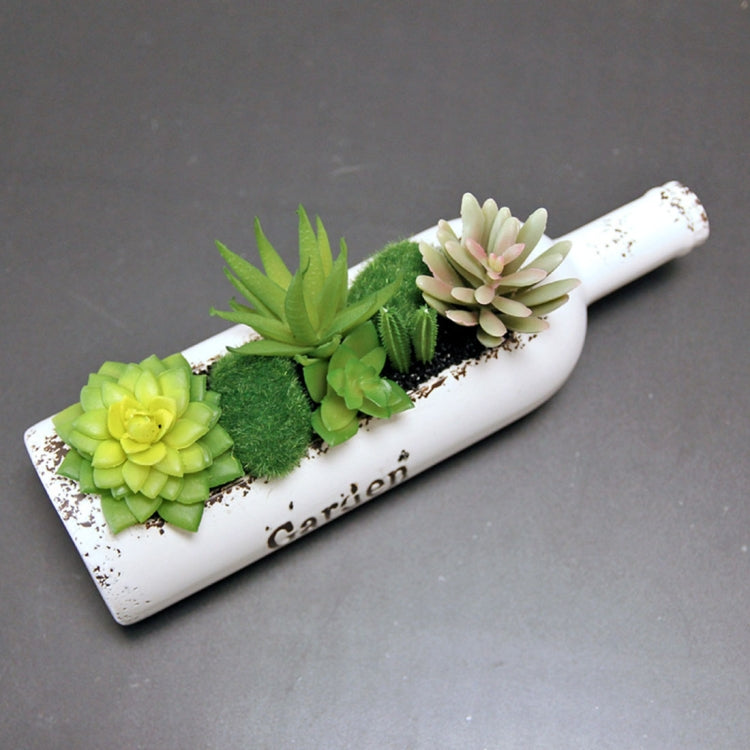 Ceramics Bottle Artificial Plastic Succulent Plants Simulation Potted Flower Plant Ornaments, Diameter: 7cm, Height: 25cm, Random Style Delivery