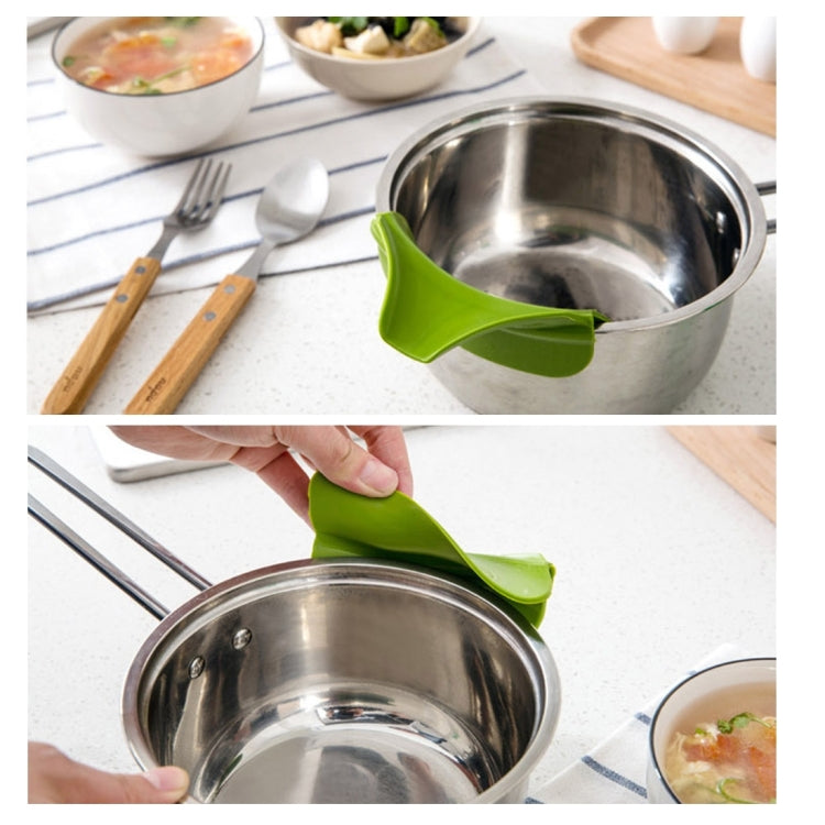 2 PCS Silicone Anti Spill Liquid Funnel Pots and Pans Round Mouth Edge Diverter(Green)