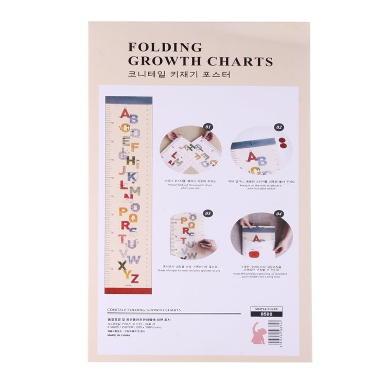 Letters Pattern Removable Folding Growth Charts Wall Sticker