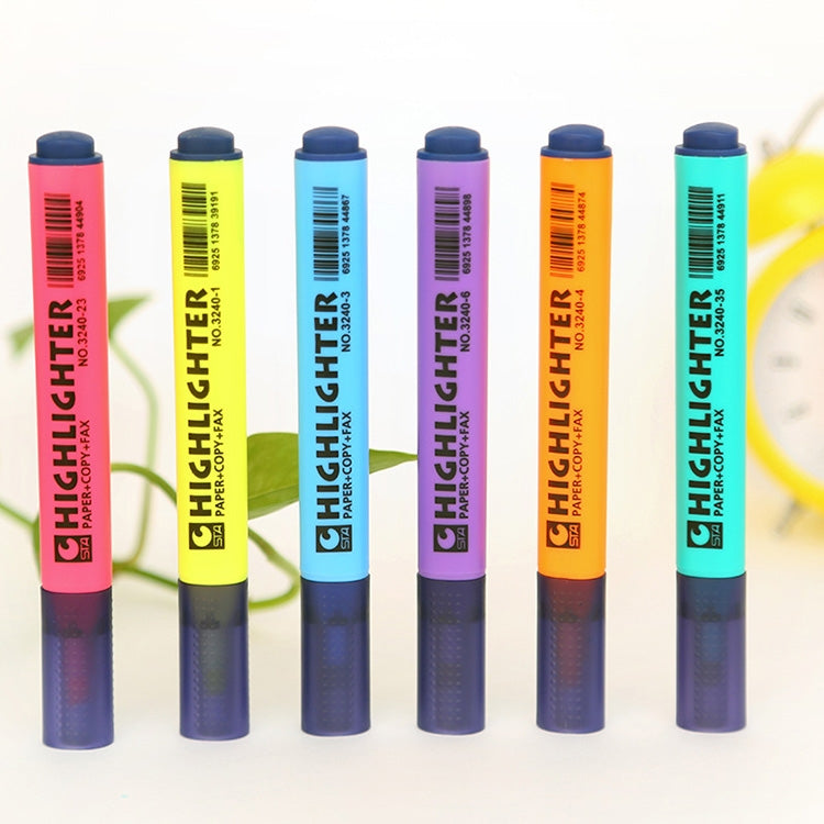 10 PCS Triangle Penholder Highlighter Pen Solid Color Key Point Marker Pen, Random Color Delivery