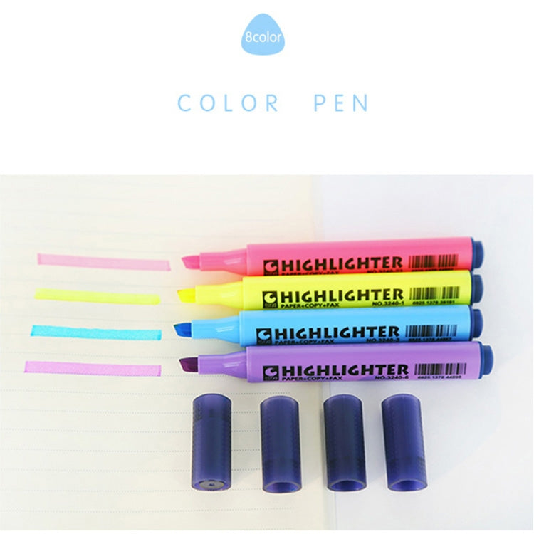 10 PCS Triangle Penholder Highlighter Pen Solid Color Key Point Marker Pen, Random Color Delivery