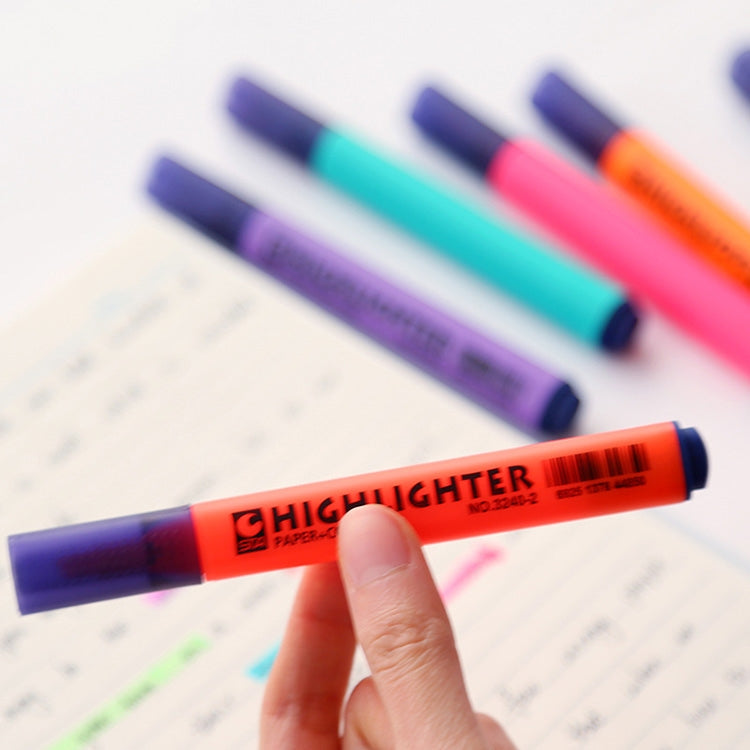10 PCS Triangle Penholder Highlighter Pen Solid Color Key Point Marker Pen, Random Color Delivery