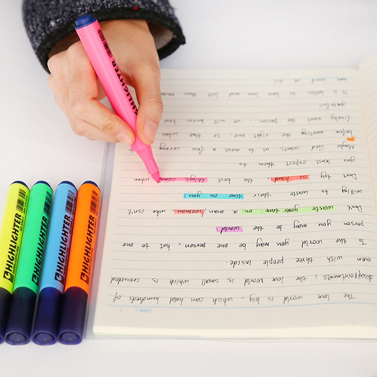 10 PCS Triangle Penholder Highlighter Pen Solid Color Key Point Marker Pen, Random Color Delivery