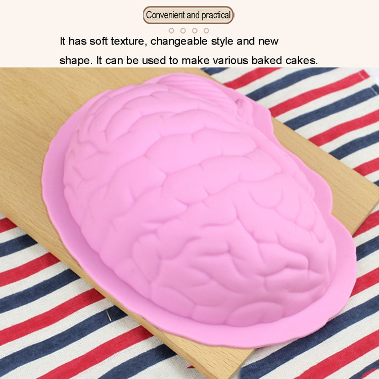 Human Brain Shape Silicone Baking Halloween Cake Mold Pudding Dessert Mold(Pink)