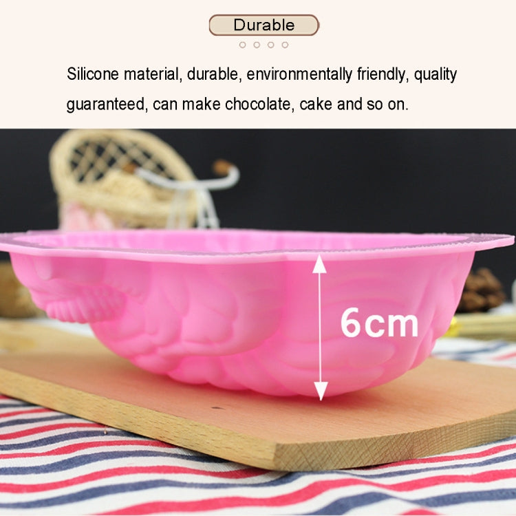 Human Brain Shape Silicone Baking Halloween Cake Mold Pudding Dessert Mold(Pink)