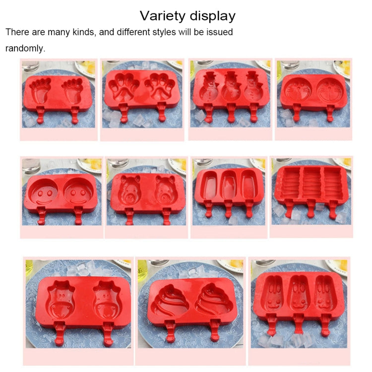 DIY Silicone Ice Cream Popsicle Mold with Wooden Sticks and Protective Cover, Style Random Delivery