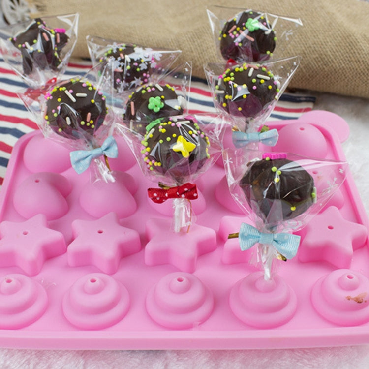20-Capacity DIY Silicone Lollipop Chocolate Molds(Pink)