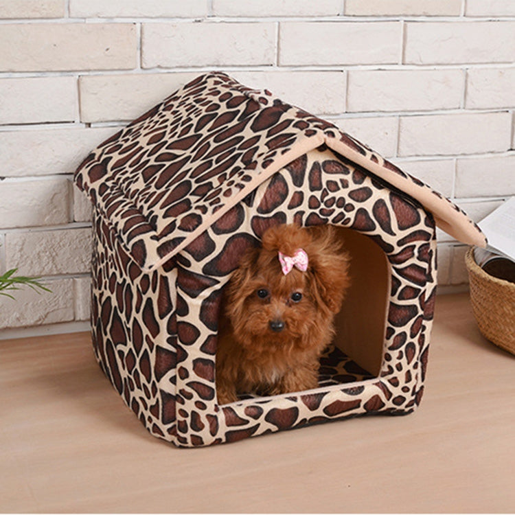 Four Seasons Available Detachable Pet House Leopard Pattern Dedicated Kennel Cat House, Size: L, 37*43*43cm