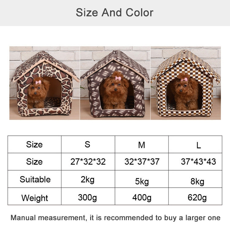 Four Seasons Available Detachable Pet House Leopard Pattern Dedicated Kennel Cat House, Size: L, 37*43*43cm
