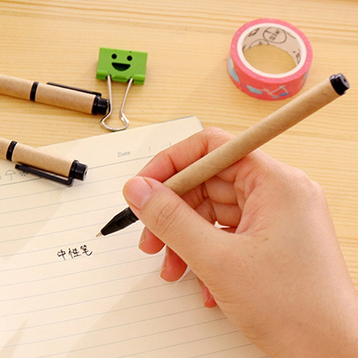 50 PCS 0.5mm Japanese Style Simple Kraft Paper Shell Gel Pen