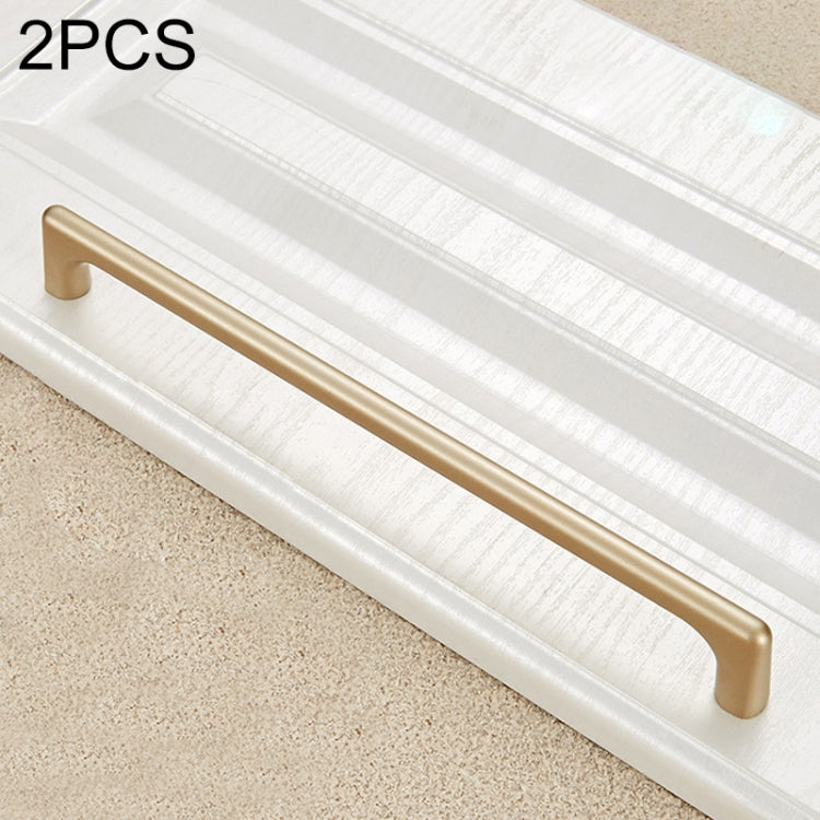 2 PCS 9011-224 Modern Simple Cabinet Door Handle Drawer Wardrobe Zinc Alloy Handle (Gold)
