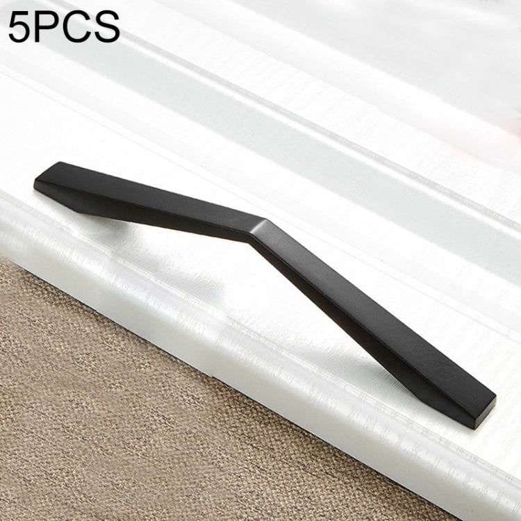 5 PCS 4068-160 Simple Cabinet Door Handle Drawer Wardrobe Zinc Alloy Handle (Black)