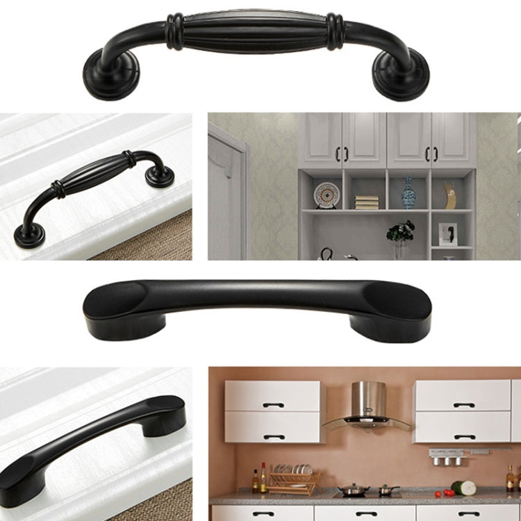 5 PCS 4068-160 Simple Cabinet Door Handle Drawer Wardrobe Zinc Alloy Handle (Black)