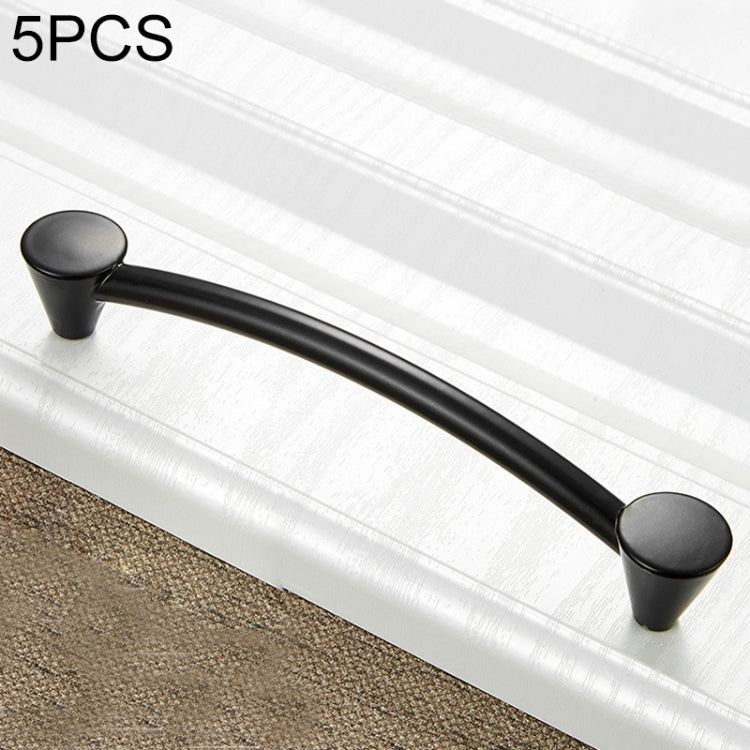 5 PCS 4203-128 Simple Cabinet Door Handle Drawer Wardrobe Zinc Alloy Handle (Black)