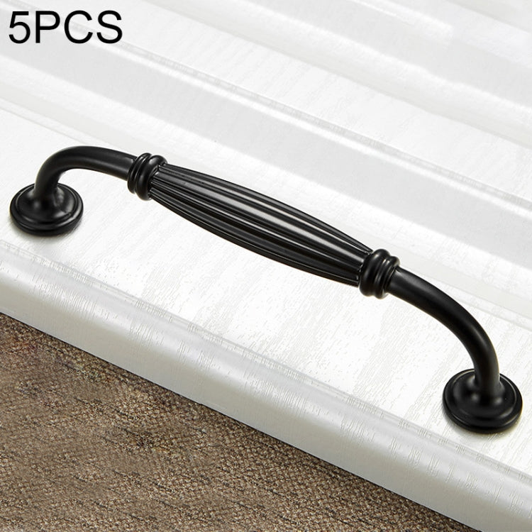 5 PCS 6064-128 Simple Cabinet Door Handle Drawer Wardrobe Zinc Alloy Handle (Black)