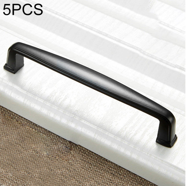 5 PCS 6227-128  Simple Cabinet Door Handle Drawer Wardrobe Zinc Alloy Handle (Black)
