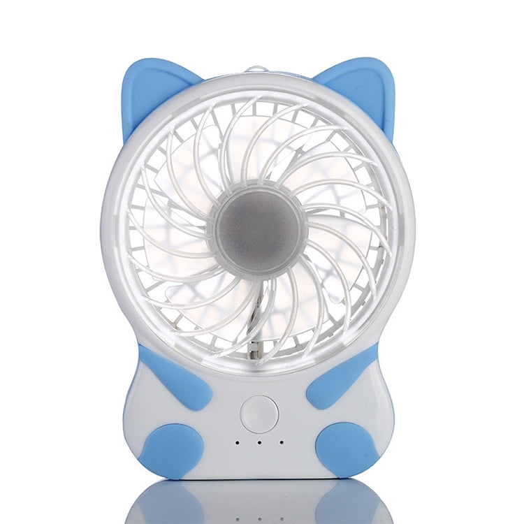 Portable Desktop USB Charging Cartoon Cat Shape Mute Cooling Fan 3 Speeds (Blue)