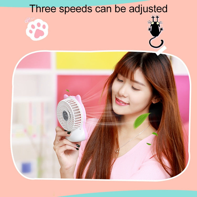 Portable Desktop USB Charging Cartoon Cat Shape Mute Cooling Fan 3 Speeds (Blue)