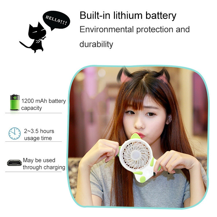 Portable Desktop USB Charging Cartoon Cat Shape Mute Cooling Fan 3 Speeds (Blue)
