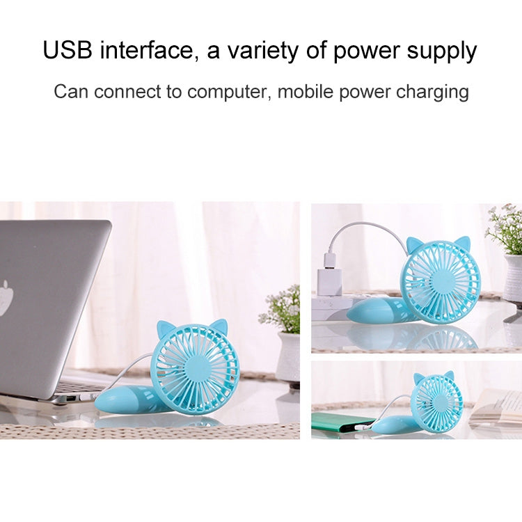 Portable Outdoor Handheld USB Charging Cartoon Squirrel Shape Mute Cooling Fan 3 Speeds