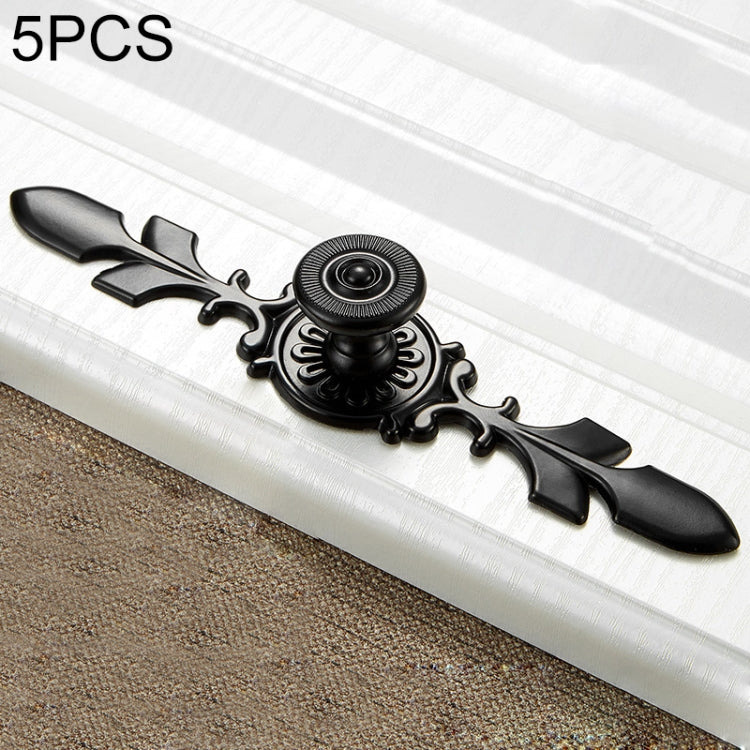 5 PCS 6037-169 Simple Cabinet Door Handle Drawer Wardrobe Zinc Alloy Handle (Black)