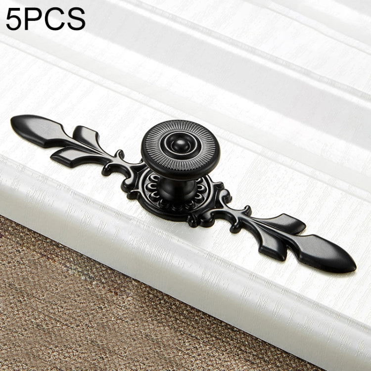 5 PCS 6037-121 Simple Cabinet Door Handle Drawer Wardrobe Zinc Alloy Handle (Black)