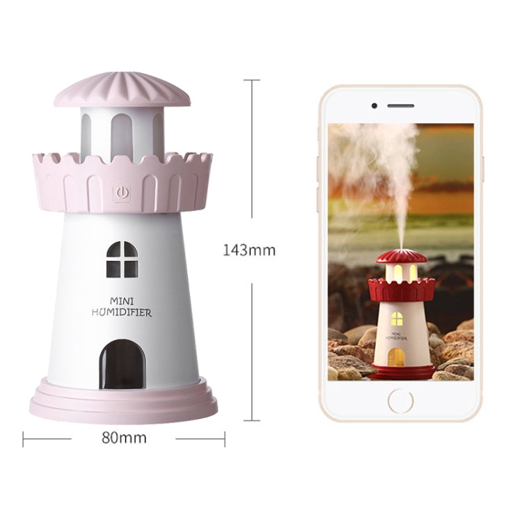 2.5W Lighthouse Portable USB Mute Mini Humidifier Nebulizer with LED Night Light for Office, Home Bedroom, Car, Capacity: 150ml, DC 5V