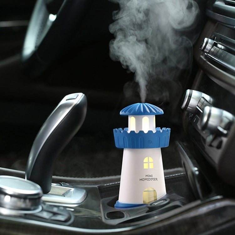 2.5W Lighthouse Portable USB Mute Mini Humidifier Nebulizer with LED Night Light for Office, Home Bedroom, Car, Capacity: 150ml, DC 5V