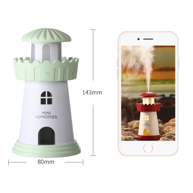 2.5W Lighthouse Portable USB Mute Mini Humidifier Nebulizer with LED Night Light for Office, Home Bedroom, Car, Capacity: 150ml, DC 5V