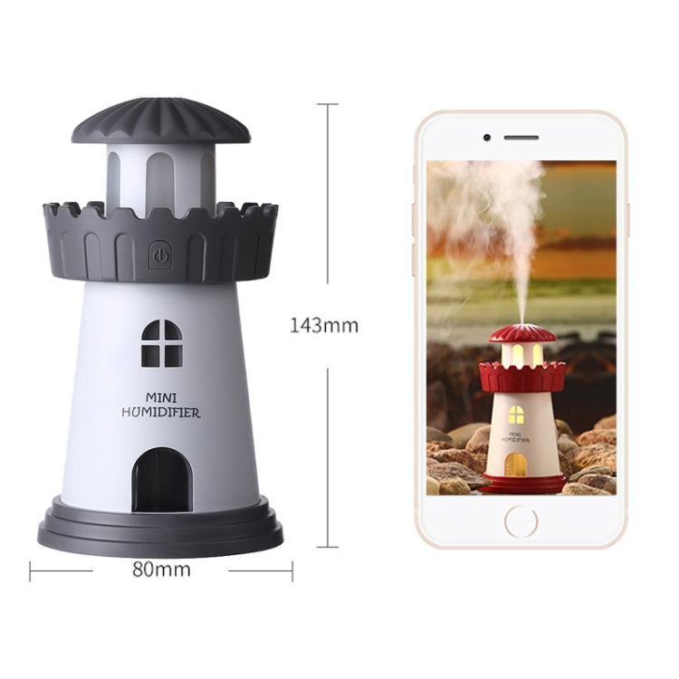 2.5W Lighthouse Portable USB Mute Mini Humidifier Nebulizer with LED Night Light for Office, Home Bedroom, Car, Capacity: 150ml, DC 5V
