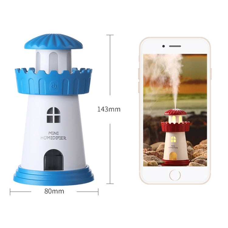 2.5W Lighthouse Portable USB Mute Mini Humidifier Nebulizer with LED Night Light for Office, Home Bedroom, Car, Capacity: 150ml, DC 5V