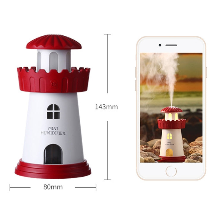 2.5W Lighthouse Portable USB Mute Mini Humidifier Nebulizer with LED Night Light for Office, Home Bedroom, Car, Capacity: 150ml, DC 5V